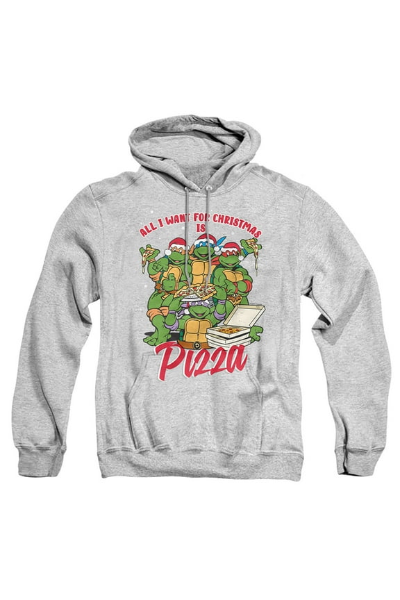 Christmas Pizza Adult Pull-Over Hoodie, Athletic Heather, X-Large