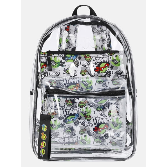 Teenage Mutant Ninja Turtles 17" Unisex Clear Backpack with Printed Laptop Sleeve, Green