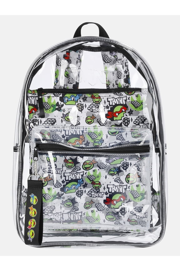17" Unisex Clear Backpack with Printed Laptop Sleeve, Green