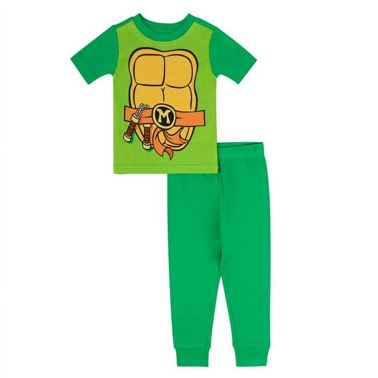 TMNT Ninja Turtle kids pajama Pjs New Button up long sleeve 2 pc. set boys  4/5