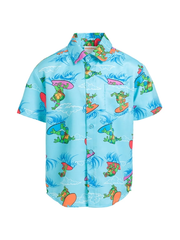 Donatello Raphael Leonardo Big Boys Hawaiian Button Down Shirt Toddler to Big Kid