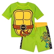 Teenage Mutant Ninja Turtles Donatello Raphael Leonardo Cosplay Rash Guard and Swim Trunks UPF 50+ Outfit Set Infant to Little Kid
