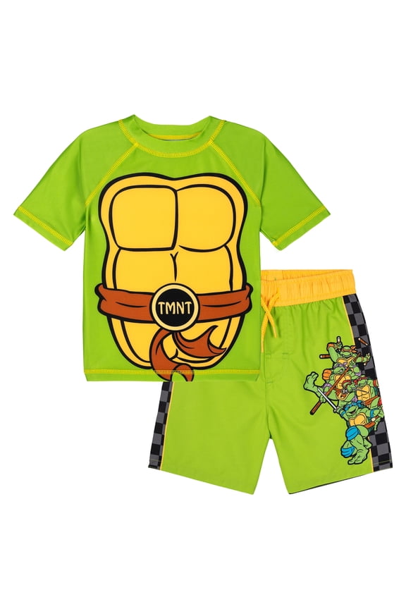 Donatello Raphael Leonardo Cosplay Rash Guard and Swim Trunks UPF 50+ Outfit Set Infant to Little Kid