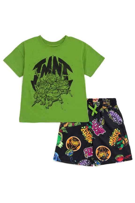 Teenage Mutant Ninja Turtles Donatello Raphael Leonardo Drop Shoulder T-Shirt and Shorts Outfit Set Graffiti Toddler to Big Kid