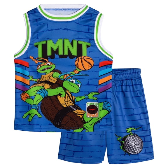 Teenage Mutant Ninja Turtles Donatello Raphael Leonardo Mesh Jersey Athletic Tank Top and Basketball Shorts Outfit Set Toddler to Big Kid