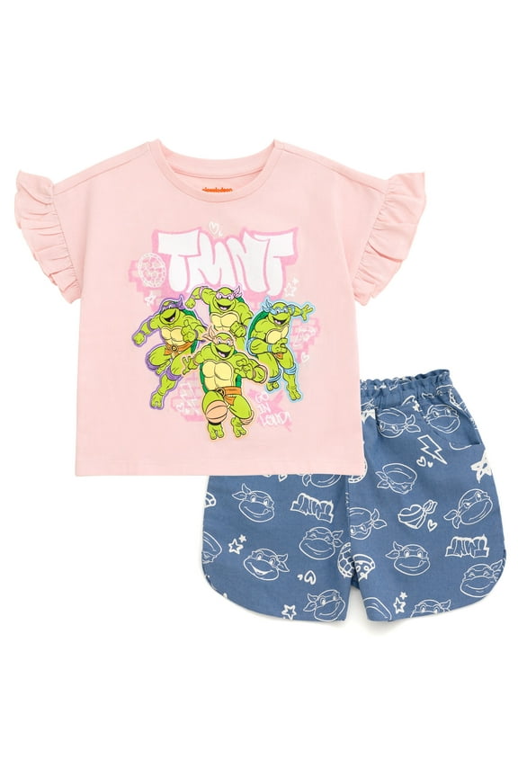 Donatello Raphael Leonardo T-Shirt and Chambray Shorts Outfit Set Toddler to Big Kid