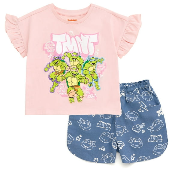 Teenage Mutant Ninja Turtles Donatello Raphael Leonardo T-Shirt and Chambray Shorts Outfit Set Toddler to Big Kid