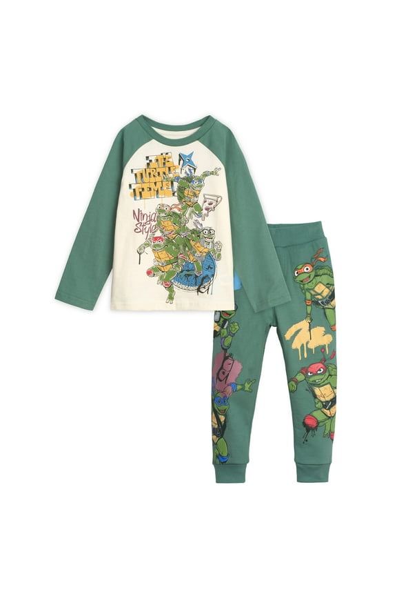 Teenage Mutant Ninja Turtles Donatello Raphael Leonardo T-Shirt and Fleece Jogger Pants Outfit Set Graffiti Toddler to Big Kid