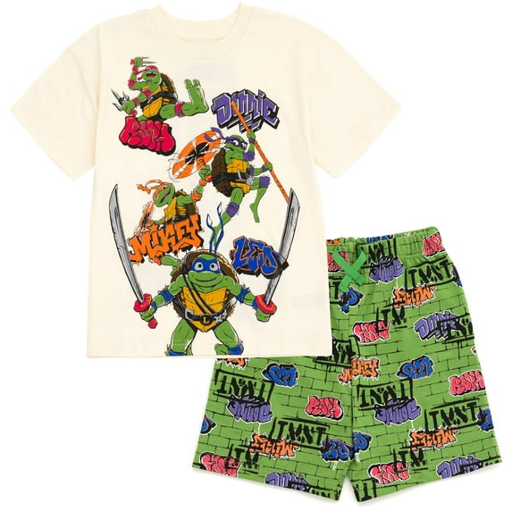 Teenage Mutant Ninja Turtles Donatello Raphael Leonardo T-Shirt and French Terry Shorts Outfit Set Toddler to Big Kid