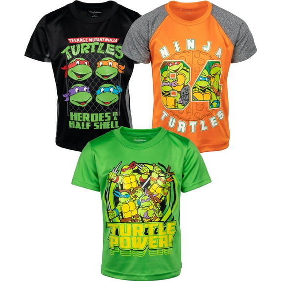 Teenage Mutant Ninja Turtles Donatello Raphael Leonardo Toddler Boys 3 Pack Athletic T-Shirts Toddler to Big Kid