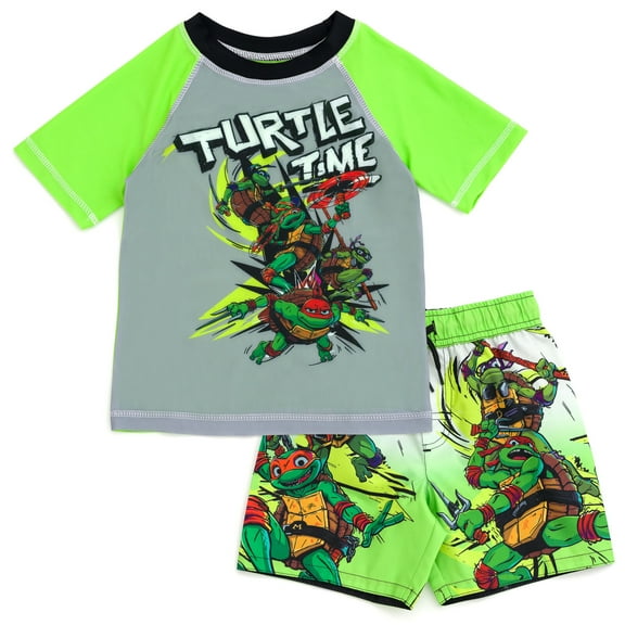 Teenage Mutant Ninja Turtles Donatello Raphael Leonardo UPF 50  Pullover Rash Guard and Swim Trunks Outfit Set Toddler to Big Kid