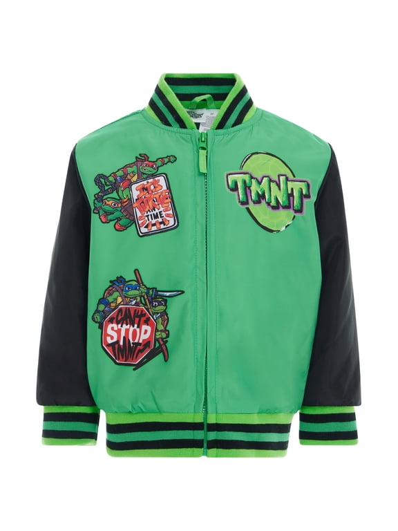 Donatello Raphael Leonardo Varsity Zip Up Bomber Jacket Toddler to Big Kid
