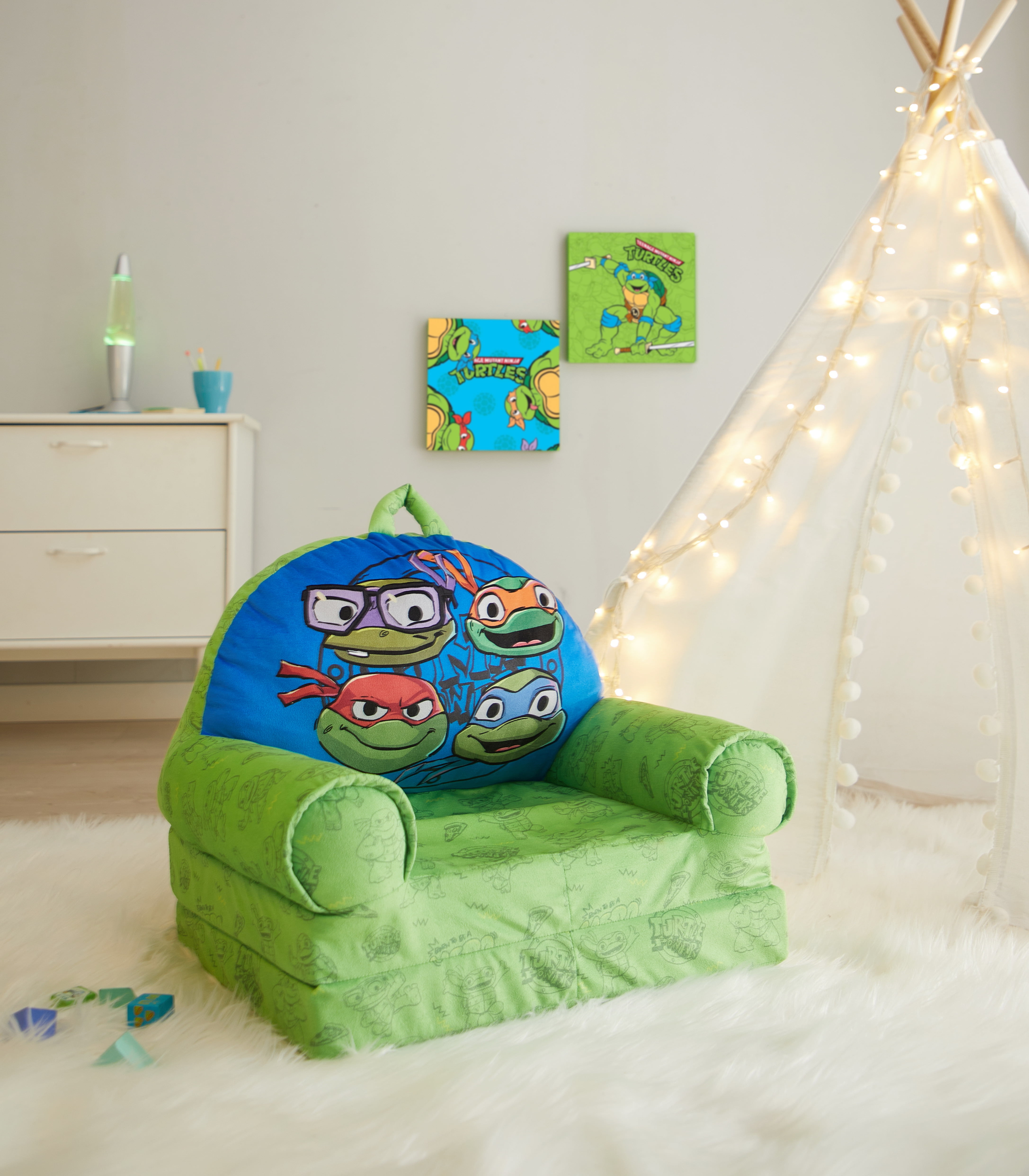 Free Shipping Teenage Mutant Ninja Turtles Green Flip Out Chair 19 in Walmart