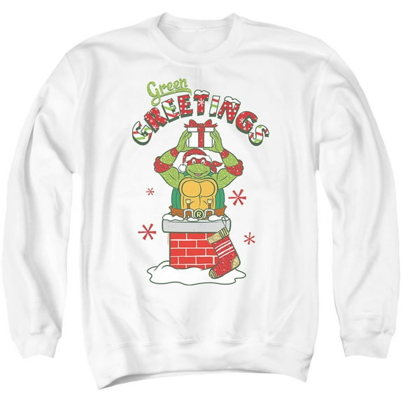 Teenage Mutant Ninja Turtles Green Greetings Christmas Scene Unisex Adult Crewneck Sweatshirt