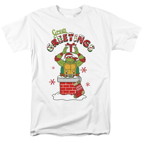 Teenage Mutant Ninja Turtles Green Greetings Christmas Scene Unisex Adult T Shirt