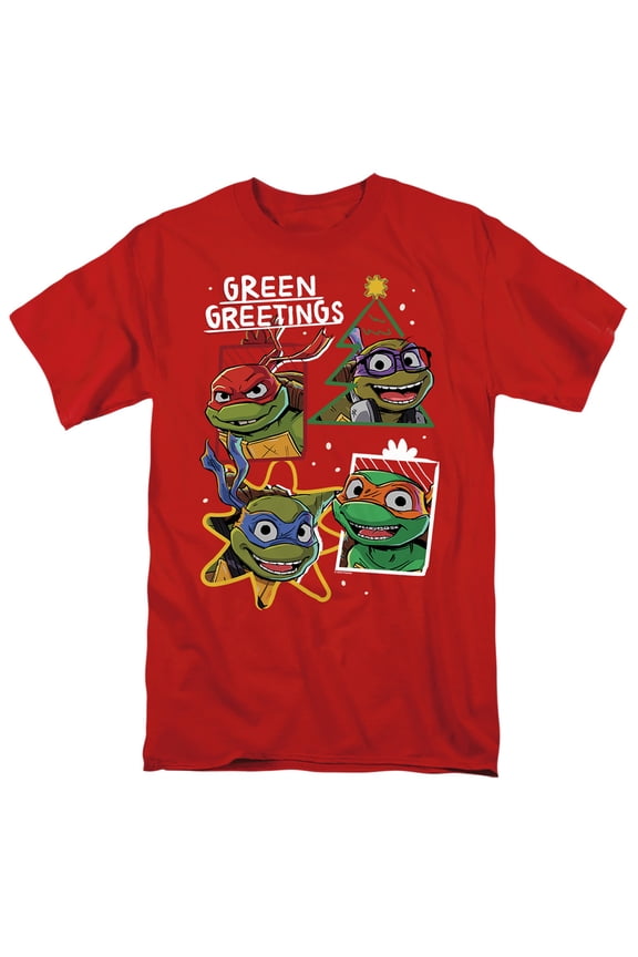 Green Greetings Christmas Unisex Adult T Shirt, Red, X-Large