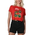thumbnail image 1 of Teenage Mutant Ninja Turtles Green Greetings Christmas Women's Crop Top T-Shirt, Red, Large, 1 of 4