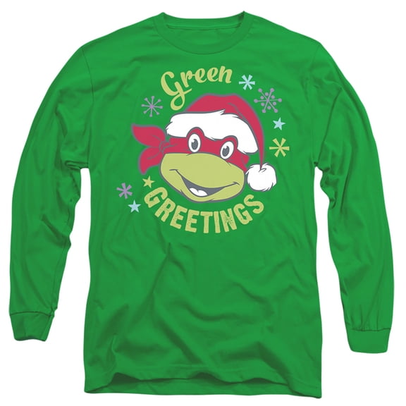 Teenage Mutant Ninja Turtles Green Greetings For Christmas Unisex Adult Long-Sleeve T Shirt