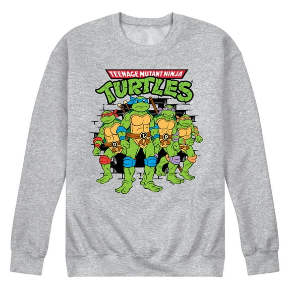 Teenage Mutant Ninja Turtles - Group Logo Brick Wall - Men's Crew Neck Fleece Pullover