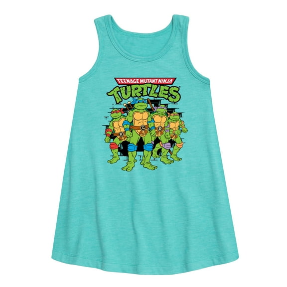 Teenage Mutant Ninja Turtles - Group Logo Brick Wall - Toddler & Youth Girls A-line Dress