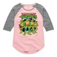 thumbnail image 1 of Teenage Mutant Ninja Turtles  - Group Logo Brick Wall  - Toddler & Youth Girls Raglan Graphic T-Shirt, 1 of 4