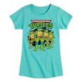 thumbnail image 1 of Teenage Mutant Ninja Turtles  - Group Logo Brick Wall  - Toddler & Youth Girls Short Sleeve Graphic T-Shirt, 1 of 5