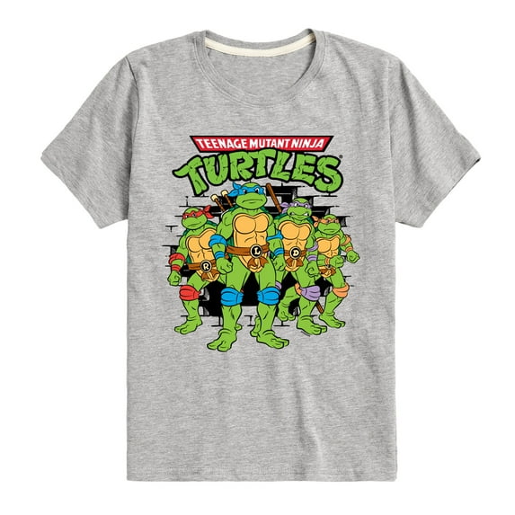 Teenage Mutant Ninja Turtles - Group Logo Brick Wall - Toddler & Youth Short Sleeve Graphic T-Shirt