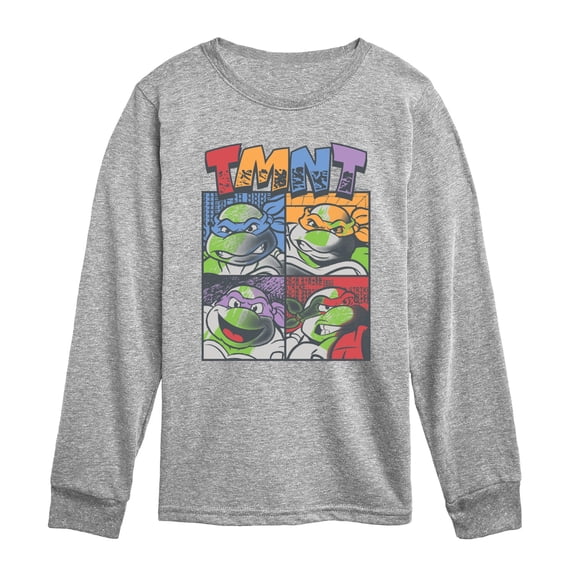 Teenage Mutant Ninja Turtles - Grunge Grid - Youth Boys Long Sleeve Graphic T-Shirt
