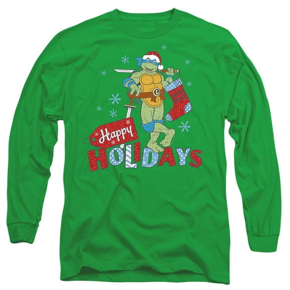 Teenage Mutant Ninja Turtles Happy Holiday Sparkly Christmas Unisex Adult Long-Sleeve T Shirt