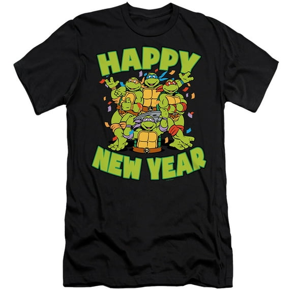 Teenage Mutant Ninja Turtles Happy New Year Group Slim Fit Unisex Adult T Shirt