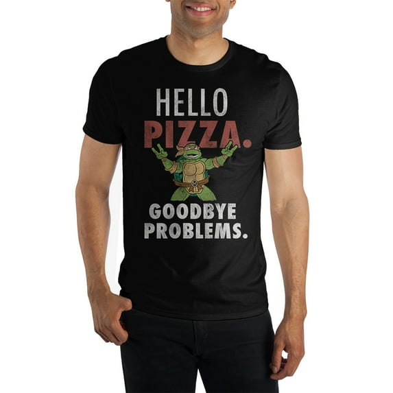 Teenage Mutant Ninja Turtles Hello Pizza Black T-shirt-XXL