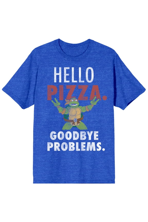 Teenage Mutant Ninja Turtles Hello Pizza Men's Royal Heather T-shirt-Medium