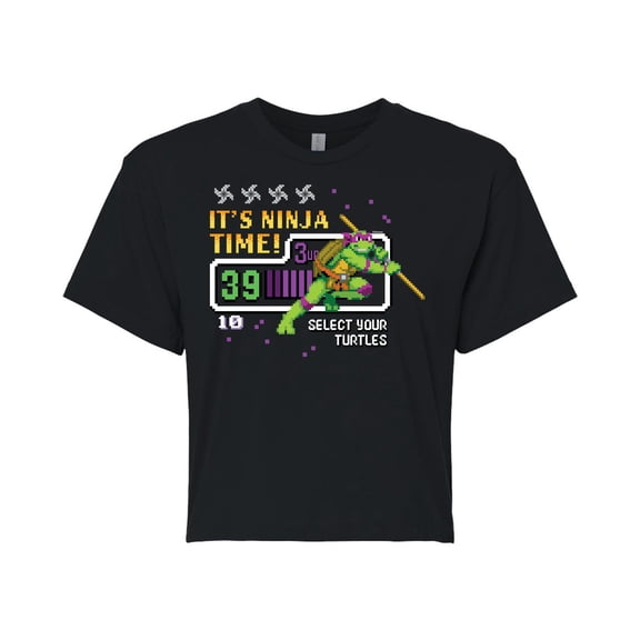 Teenage Mutant Ninja Turtles - Its Ninja Time Donnie - Juniors Cropped Cotton Blend T-Shirt