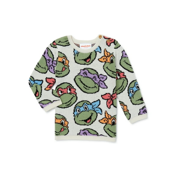 Teenage Mutant Ninja Turtles Jacquard Knit Crew Sweater with Buttons at Shoulder, Sizes 0/3M - 24M