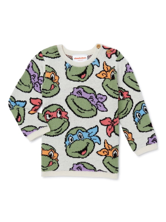 Jacquard Knit Crew Sweater with Buttons at Shoulder, Sizes 0/3M - 24M