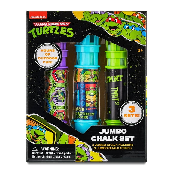 Teenage Mutant Ninja Turtles Jumbo Chalk Set, Includes 3 Chalk Holders, Multi-Color