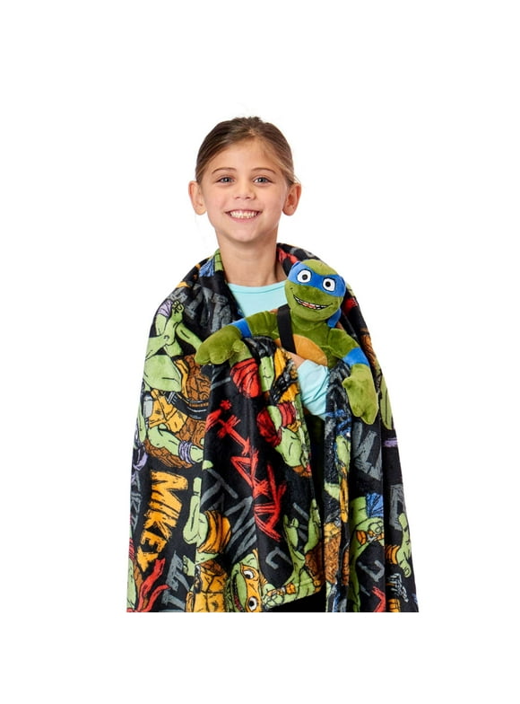 Teenage Mutant Ninja Turtles Kids Hugger with Silk Touch Throw Blanket, 50x60 inches Green