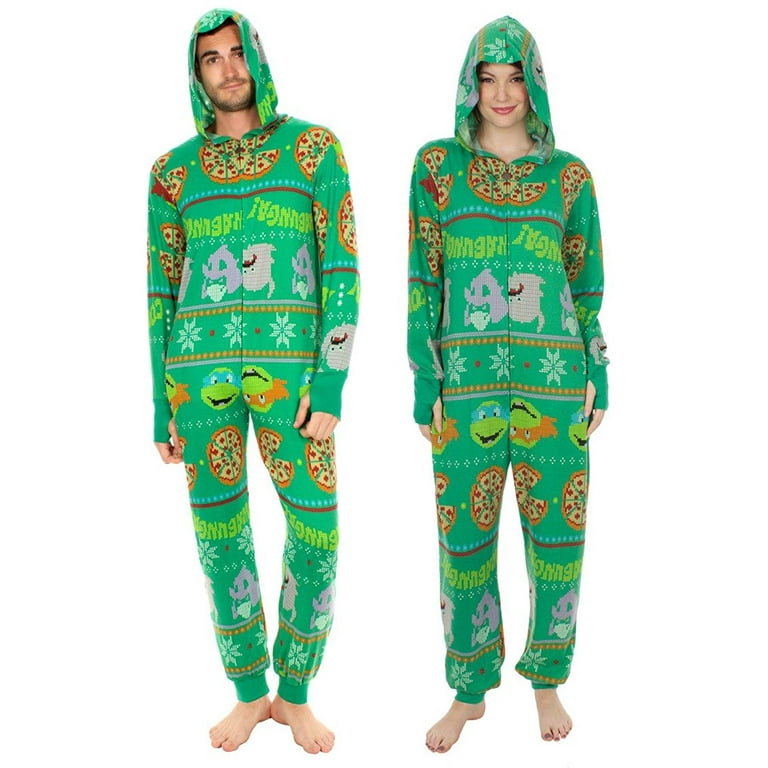 Underboss Teenage Mutant Ninja Turtles Krang Pizza Men s Hooded One Piece Pajama Green Walmart