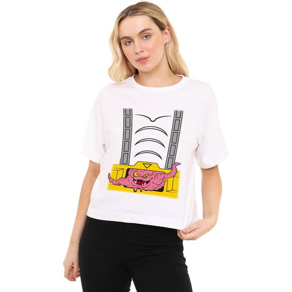 Teenage Mutant Ninja Turtles Krang Suit Women's Boxy Cropped T-Shirt Casual Graphic Tee