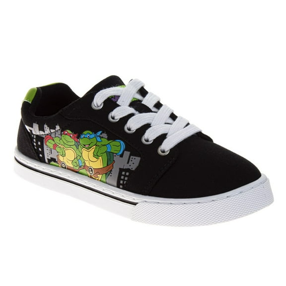 Teenage Mutant Ninja Turtles Lace Up Canvas Sneakers. (Little Kids Big Kids), Black Gray, Size: 12
