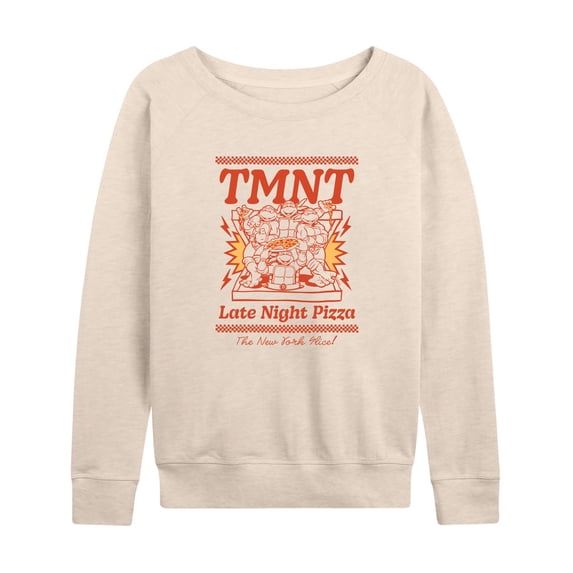 Teenage Mutant Ninja Turtles - Late Night Pizza Lightweight French Terry Wide Neck Long Sleeve Graphic Shirt