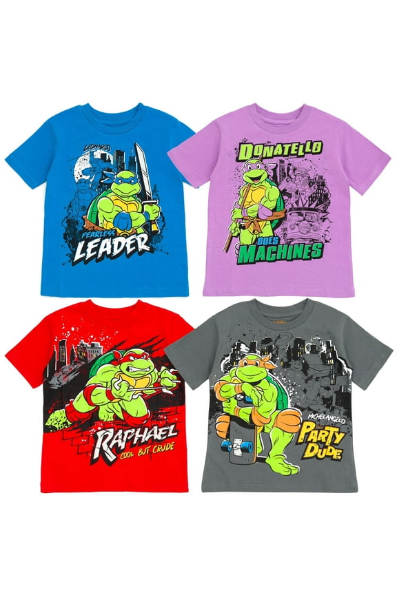 Leonardo Michelangelo Raphael Toddler Boys 4 Pack T-Shirts Blue/Purple/Orange/Gray 2T