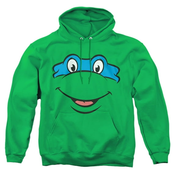 Teenage Mutant Ninja Turtles Leonardo Smile Adult Pull-Over Hoodie, Kelly Green, Large