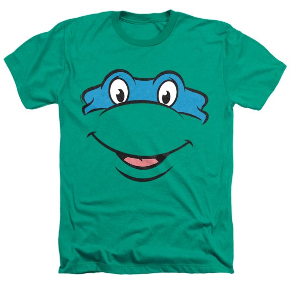 Teenage Mutant Ninja Turtles Leonardo Smile Unisex Adult Heather T Shirt, Kelly Green Heather, Small