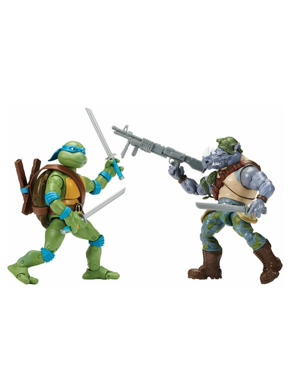 Teenage Mutant Ninja Turtles Leonardo vs. Rocksteady Action Figure Set