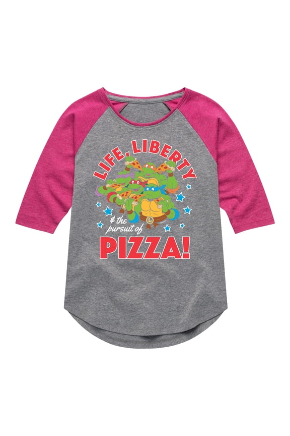 - Life Liberty Pursuit Of Pizza - Toddler & Youth Girls Raglan Tee