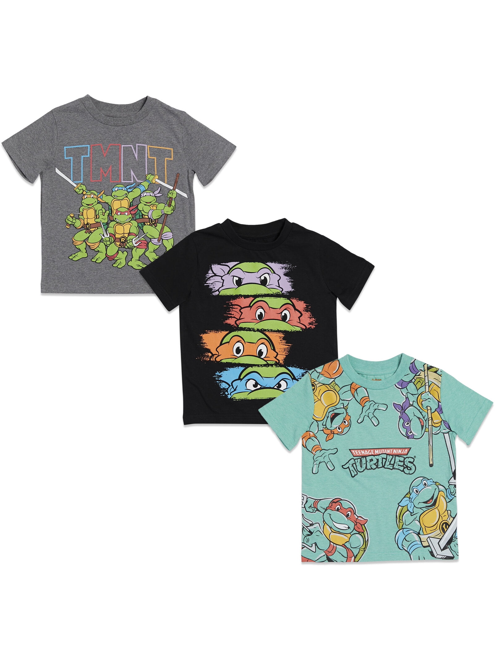 Teenage Mutant Ninja Turtles Little Boys 3 Pack Pullover T-Shirts Toddler to Big Kid