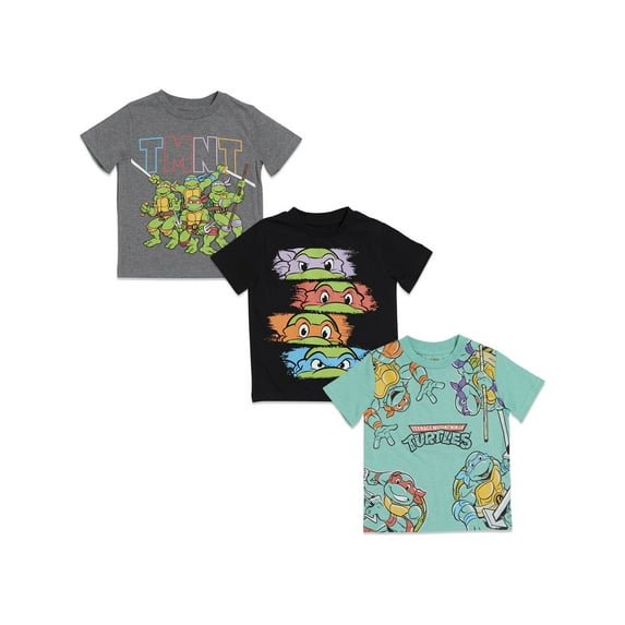 Teenage Mutant Ninja Turtles Little Boys 3 Pack Pullover T-Shirts Toddler to Big Kid