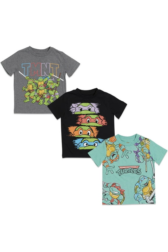 Little Boys 3 Pack Pullover T-Shirts Toddler to Big Kid