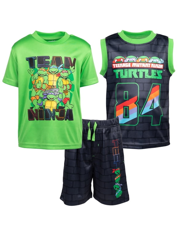 Little Boys T-Shirt Tank Top and Shorts 3 Piece Outfit Set Toddler to Big Kid